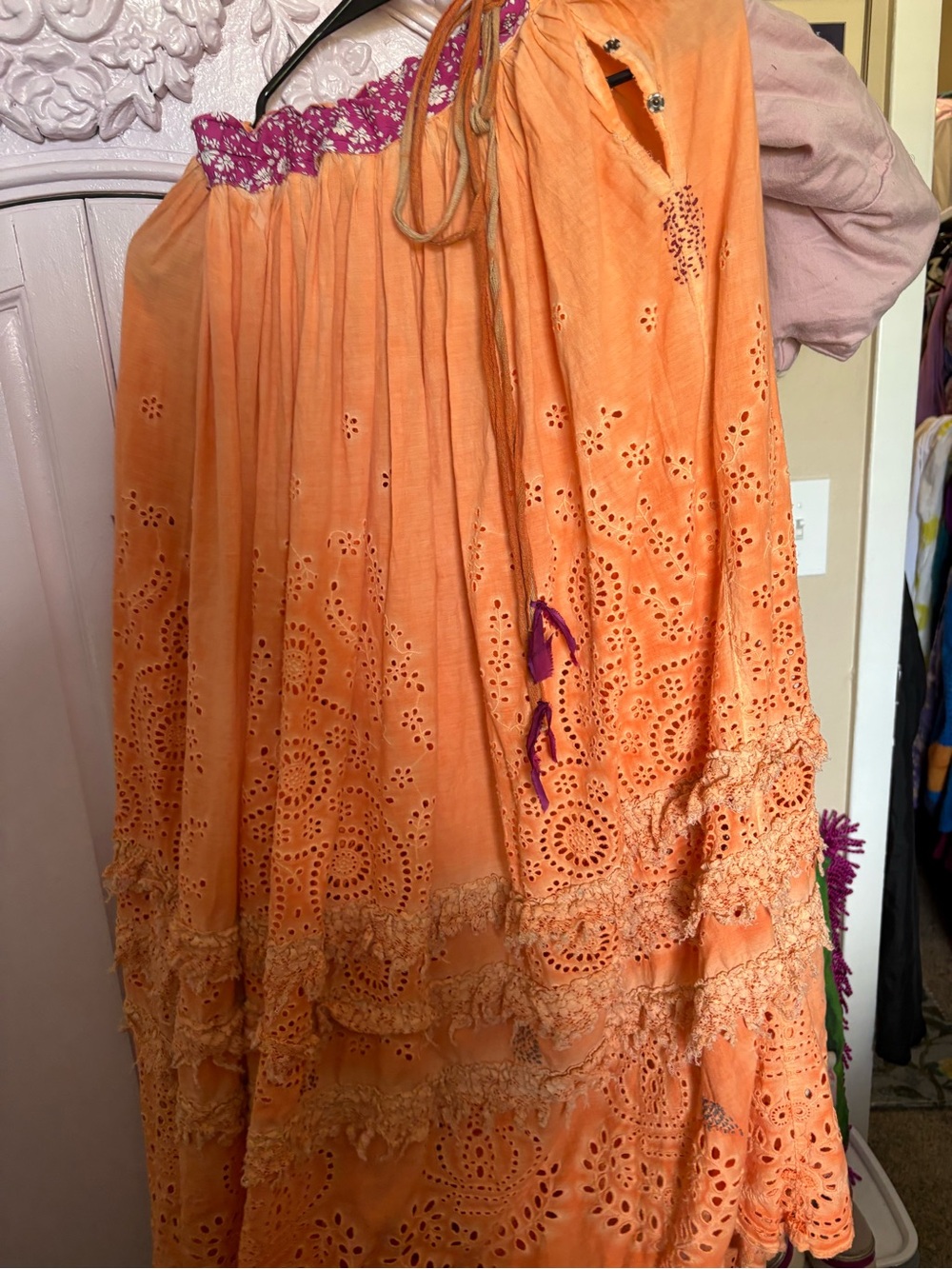 Magnolia Pearl Orange Maxi Skirt with Purple Waist Trim